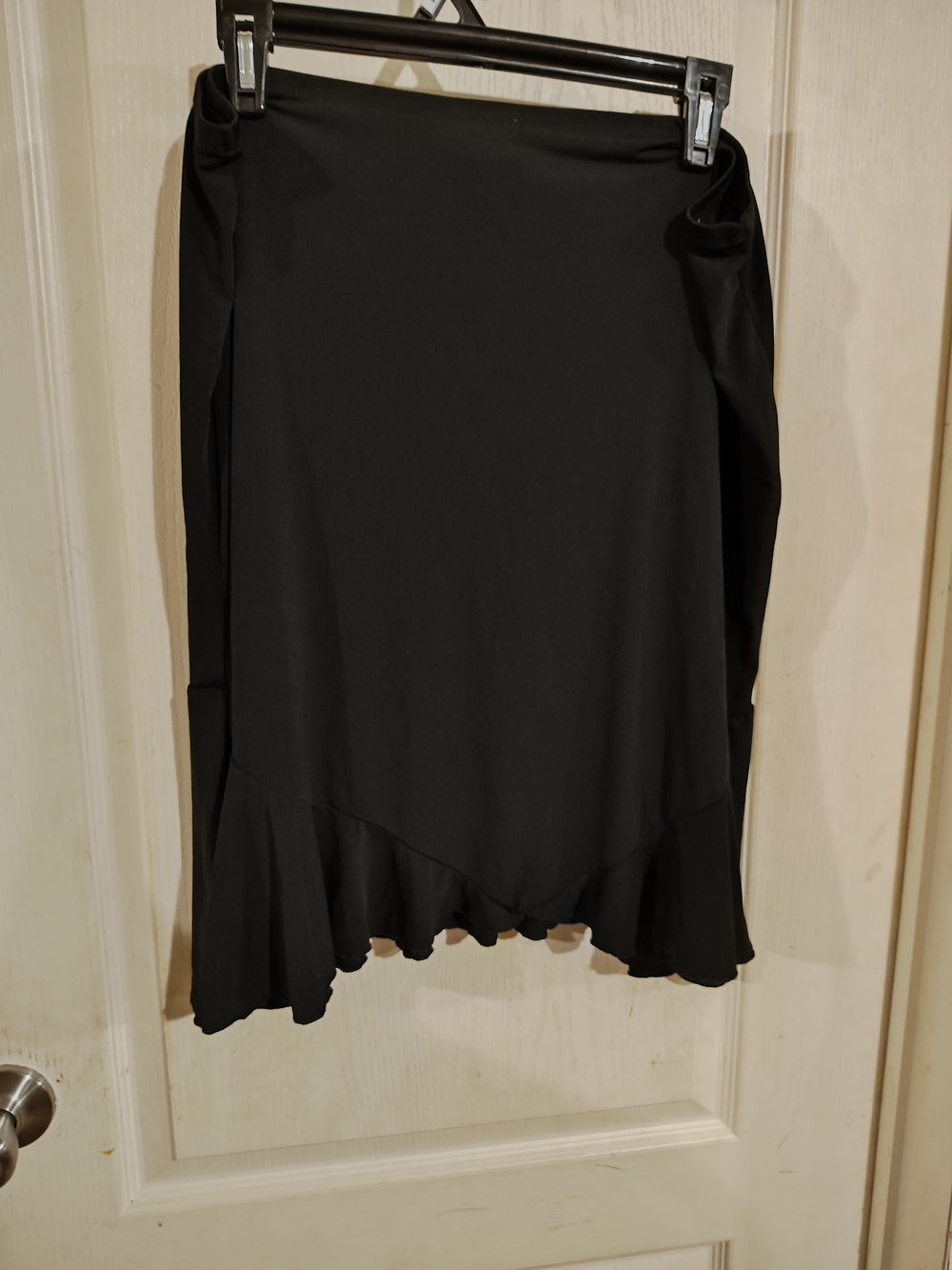 George Black Asymmetrical Ruffle-Hem Skirt